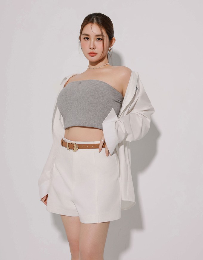 High Waist Hidden Closure Tailored Fit A Line Shorts
