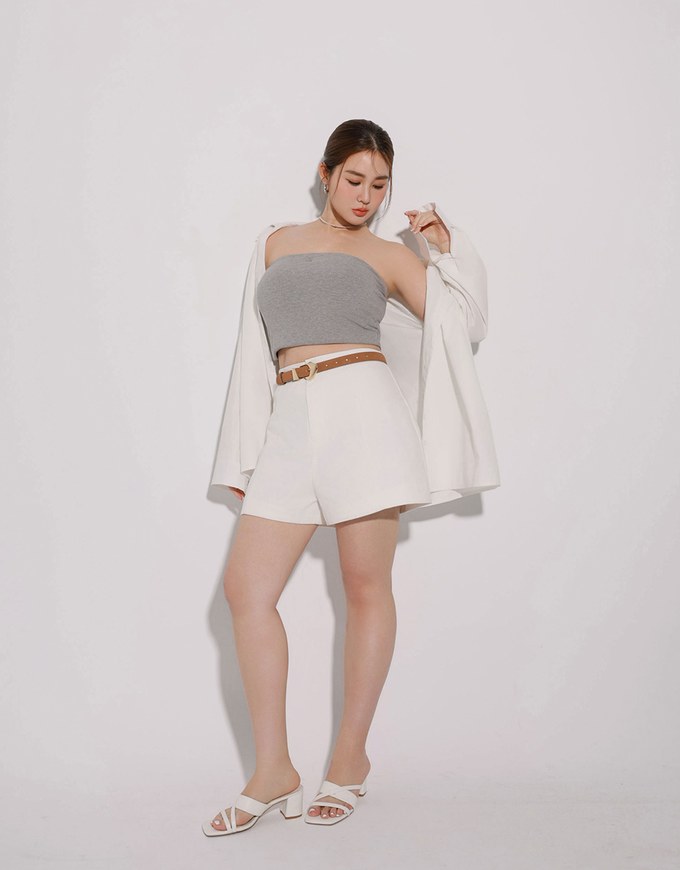 High Waist Hidden Closure Tailored Fit A Line Shorts