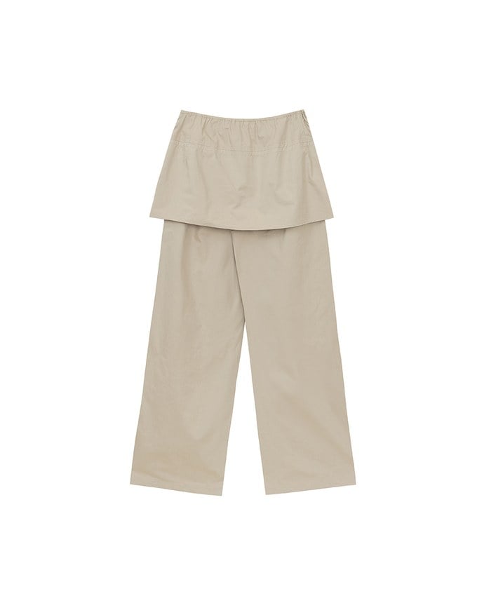 Faux 2 Piece Skirt Overlay Wide Leg Pants