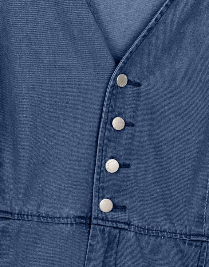 Short Sleeve V Neck Front Button Jeans Denim Mini Dress