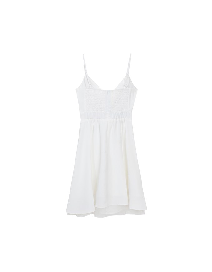 Spaghetti Strap V Neck Twist Detail Flowy Padded Mini Dress