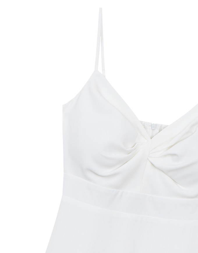Spaghetti Strap V Neck Twist Detail Flowy Padded Mini Dress