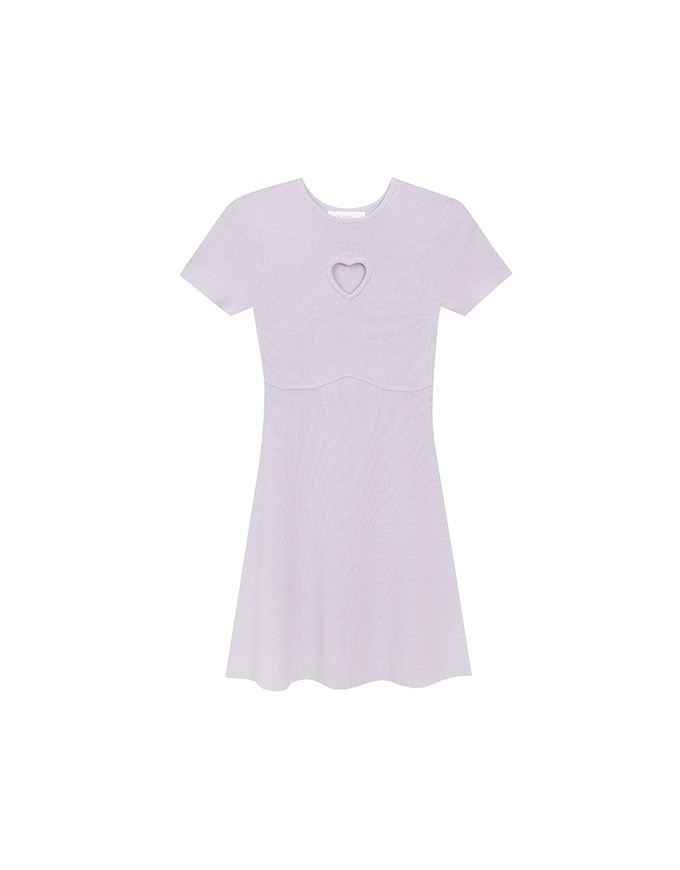 Heart Cut Out Ribbed Knit Fitted Mini Dress