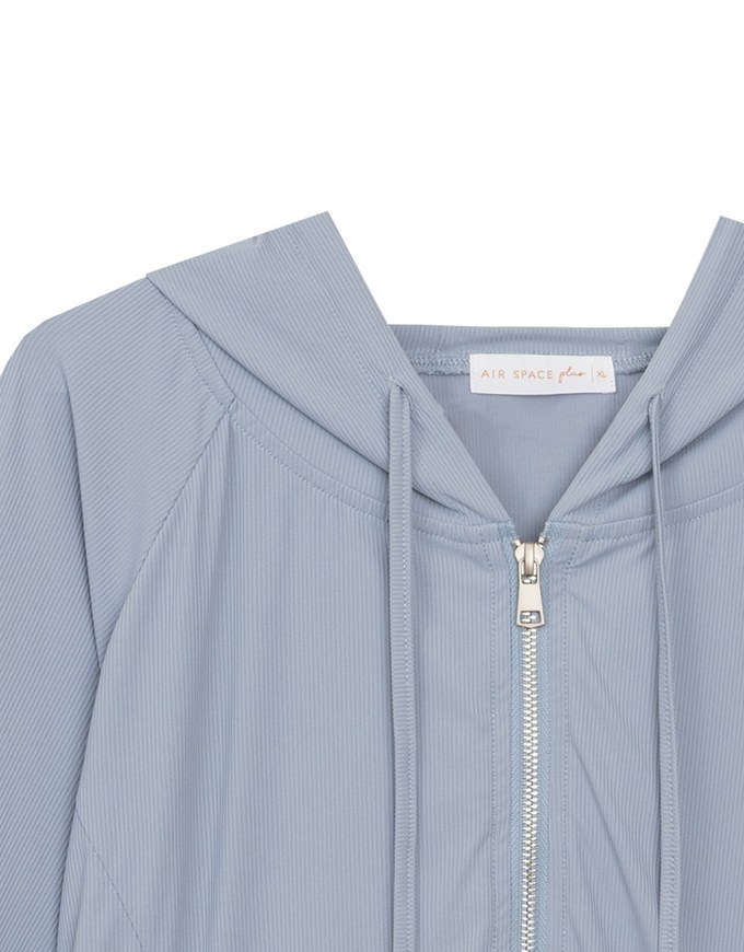 Cooling Fabric Fitted Zip-Up Hooded Jacket with Pockets Detail
