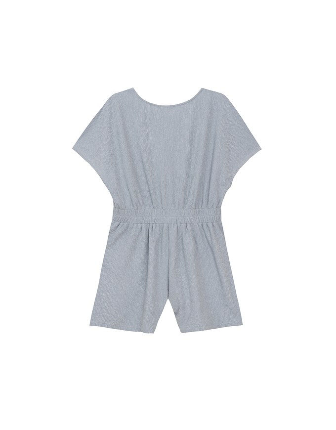 Soft Crinkle Textured V Neck Buttoned Front Jumpsuit