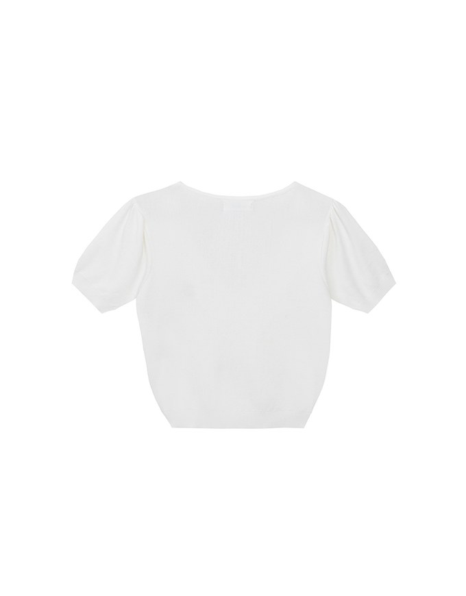 AIR SPACE Logo Embroidered V Neck Short Sleeve Knit Top