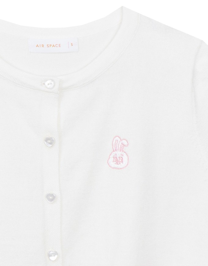 【Lyra & Toby】Embroidery Graphic Ribbed Buttoned Knit Cardigan Top