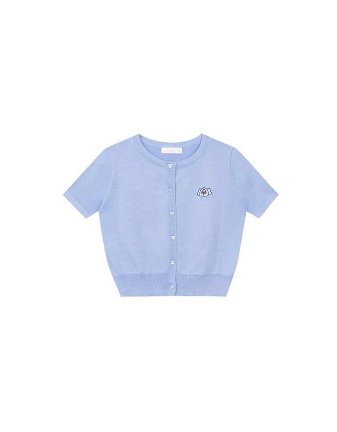【Lyra & Toby】Embroidery Graphic Ribbed Buttoned Knit Cardigan Top