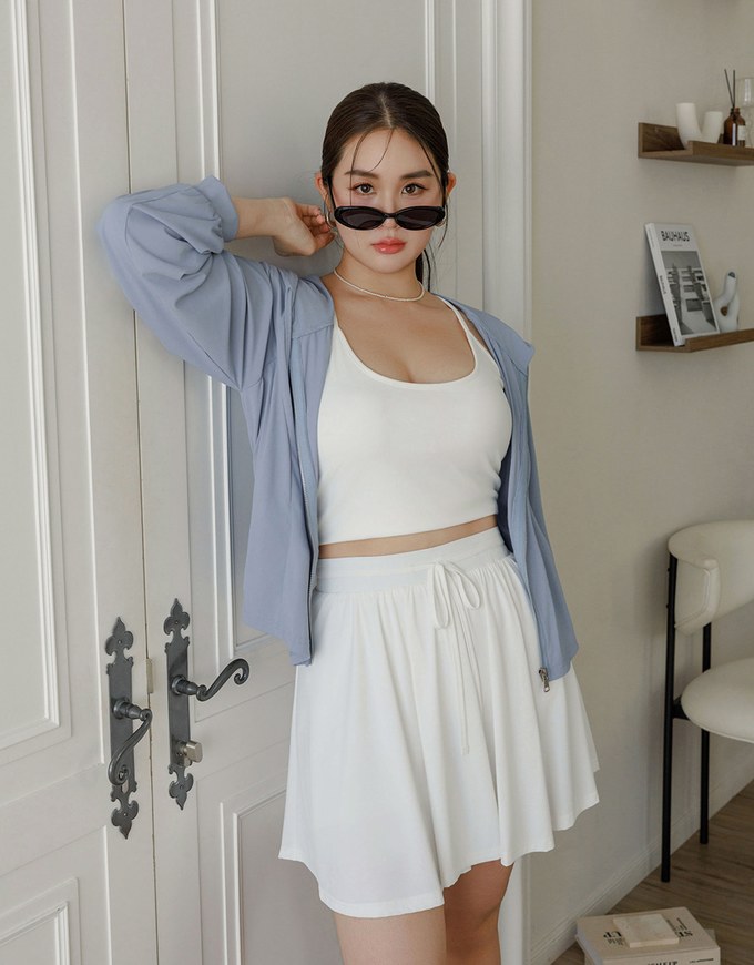 Cooling Fabric High Waist Flare Skort with Inner Shorts
