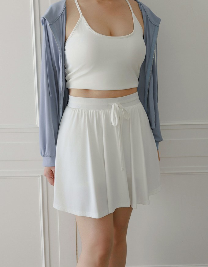 Cooling Fabric High Waist Flare Skort with Inner Shorts