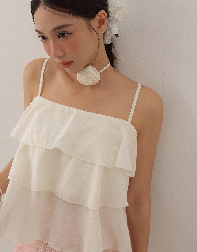 Tiered Ruffle Flowy Spaghetti Strap Cami Top