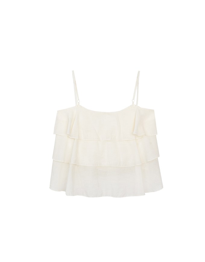 Tiered Ruffle Flowy Spaghetti Strap Cami Top