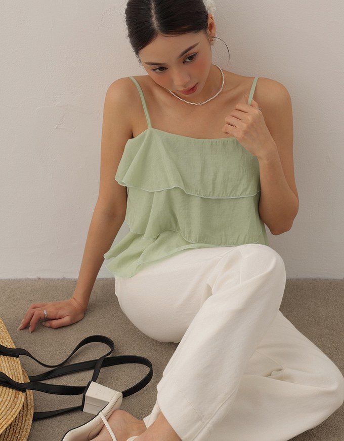Tiered Ruffle Flowy Spaghetti Strap Cami Top