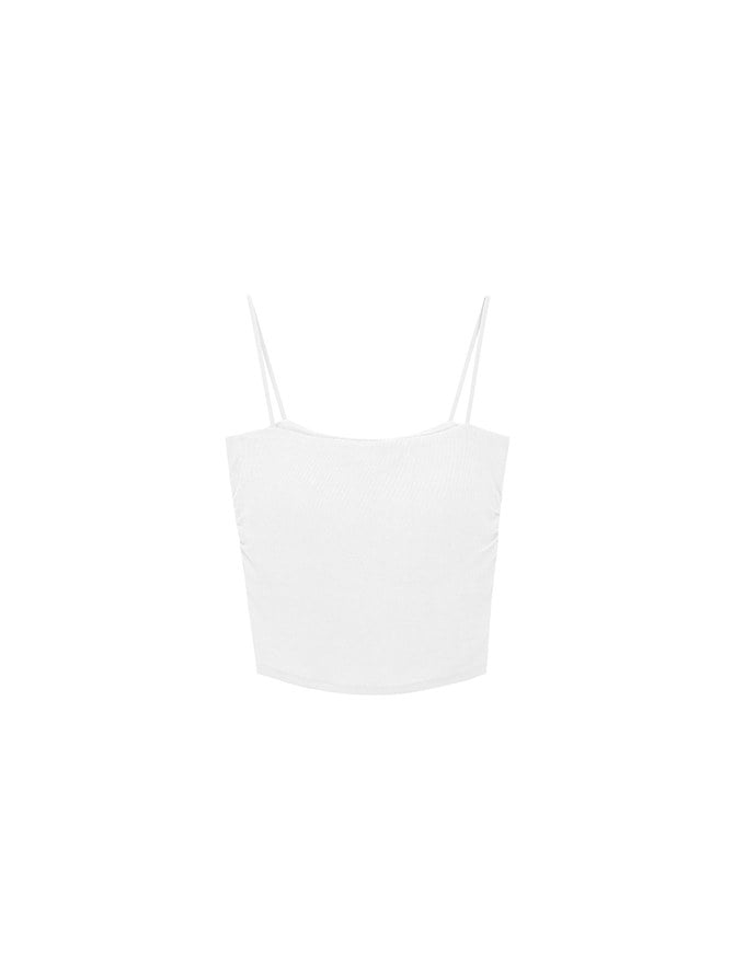 Basic Ribbed Slim Strap Crop Cami Top