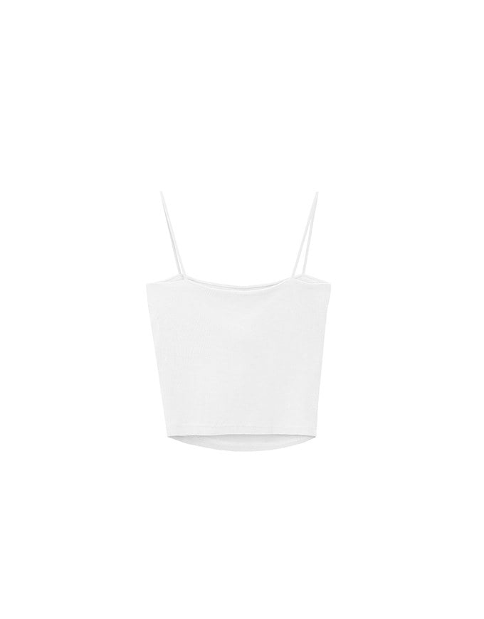 Basic Ribbed Slim Strap Crop Cami Top
