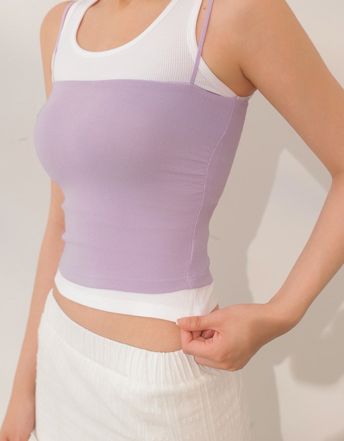Basic Ribbed Slim Strap Crop Cami Top