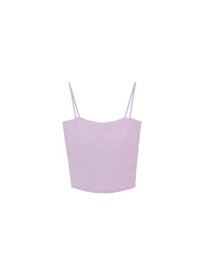 Basic Ribbed Slim Strap Crop Cami Top