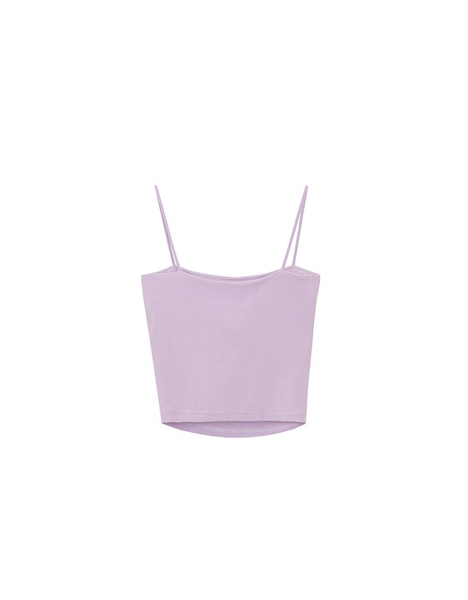 Basic Ribbed Slim Strap Crop Cami Top