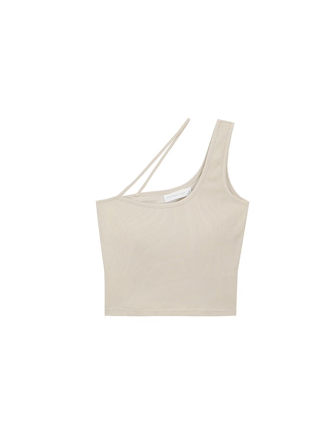 Asymmetrical Neckline One Shoulder Ribbed Knit Padded Crop Top