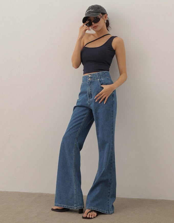 Asymmetrical Neckline One Shoulder Ribbed Knit Padded Crop Top