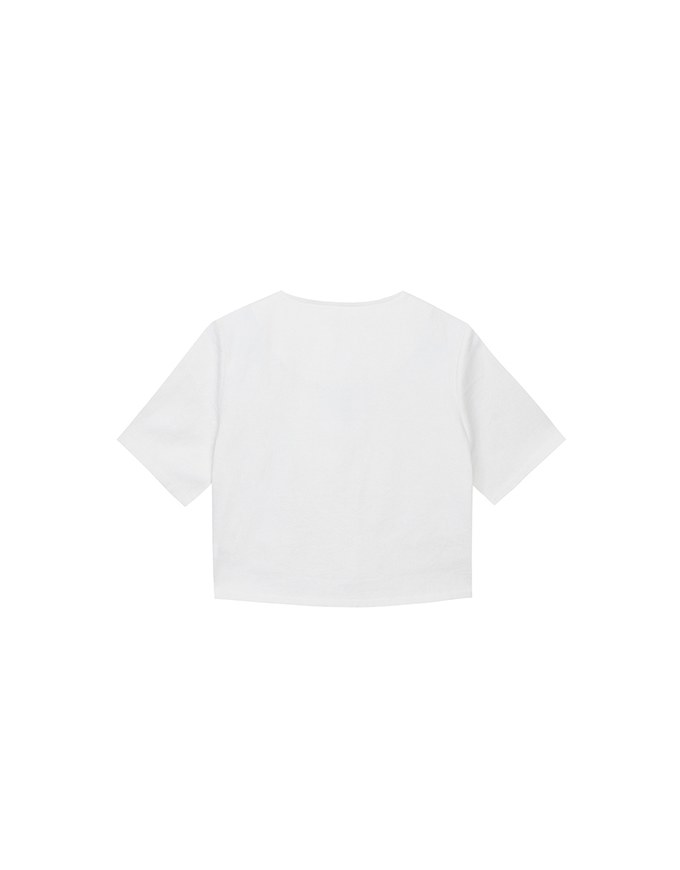 Tailored V Neck Button Front Short Sleeve Cropped Blazer Top