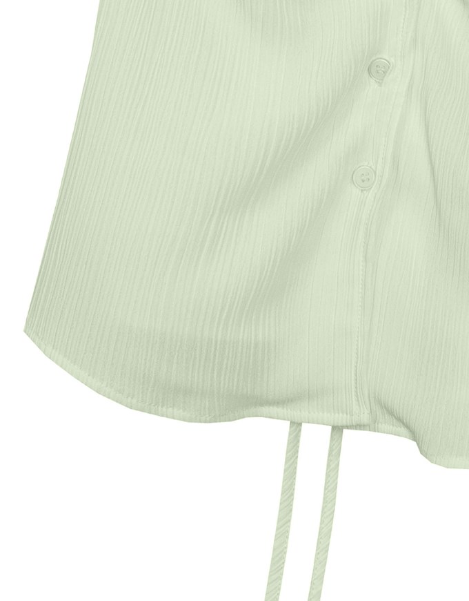 Crinkle Texture Square Neck Top with Adjustable Back Tie Detail