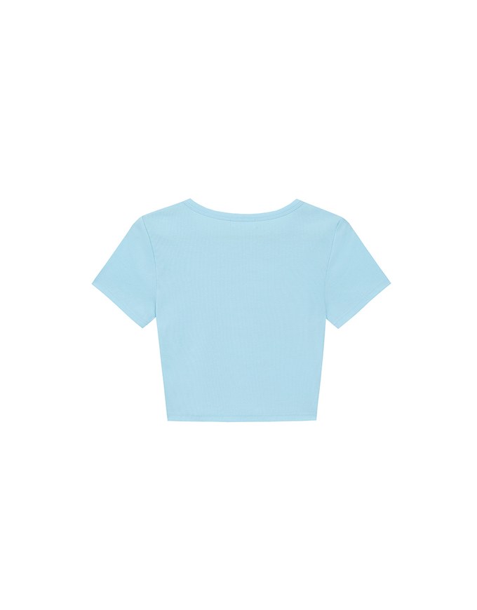 Rhinestone Lettering Embellished Slim Fit Cropped Tee