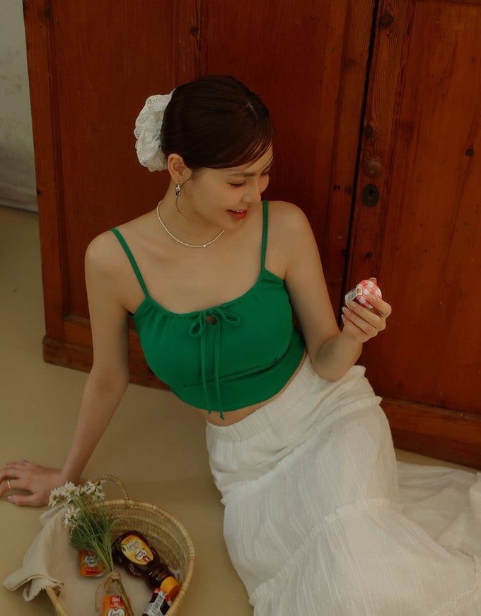 Youthful Vibe Crop Camisole Top with Ruched Drawstring Detail