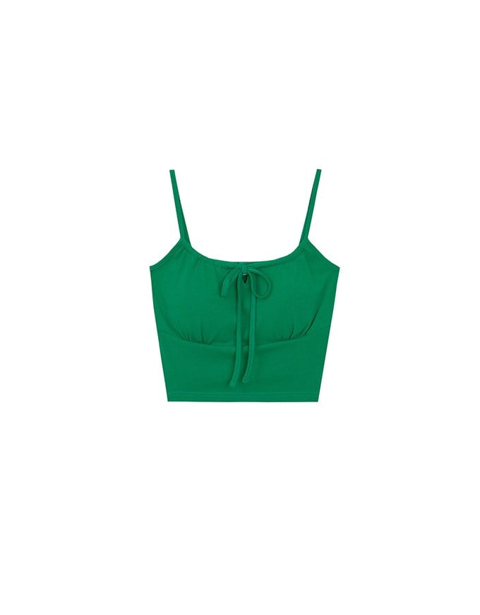 Youthful Vibe Crop Camisole Top with Ruched Drawstring Detail