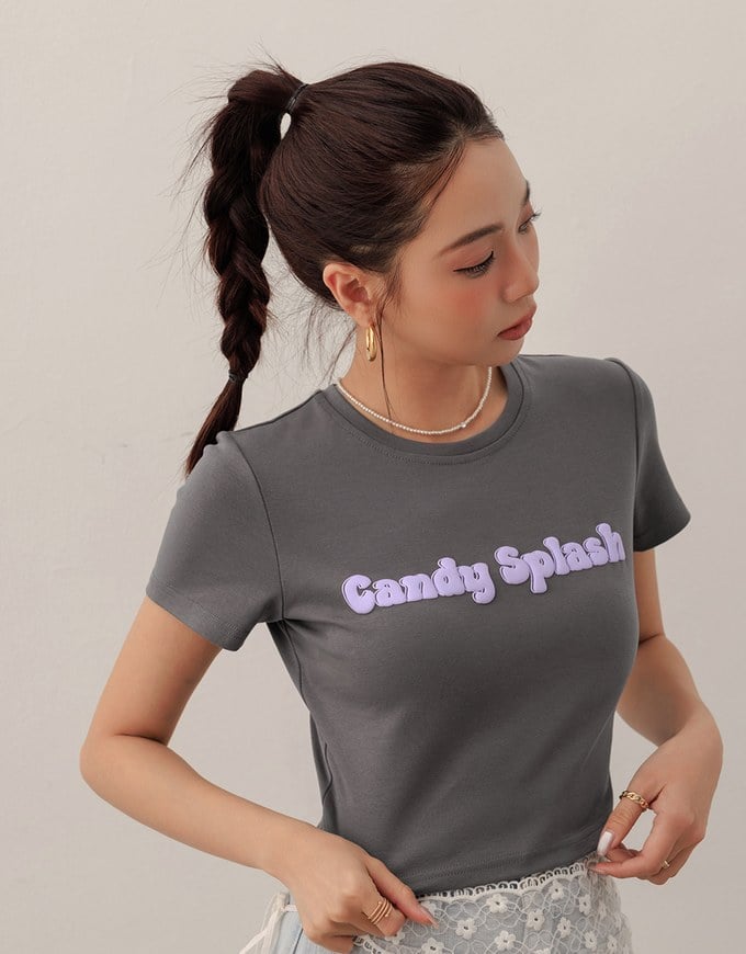 Candy Splash Slogan Fitted Tee