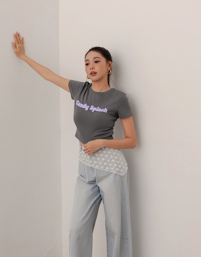 Candy Splash Slogan Fitted Tee