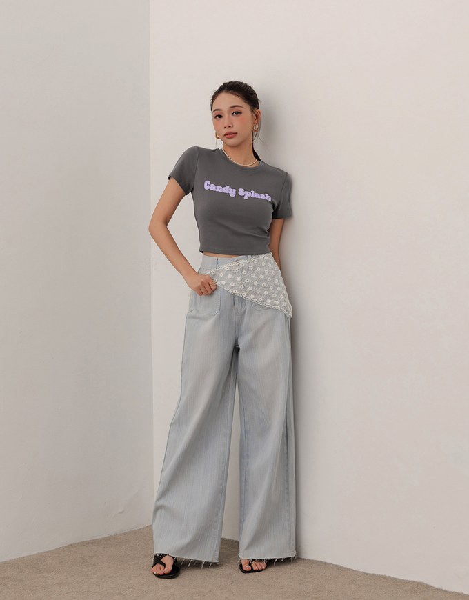 Candy Splash Slogan Fitted Tee