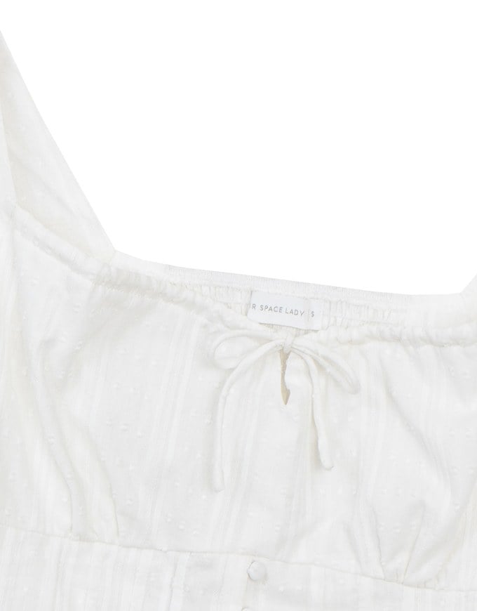 Square Neck Puff Sleeve Button Up Corset Top