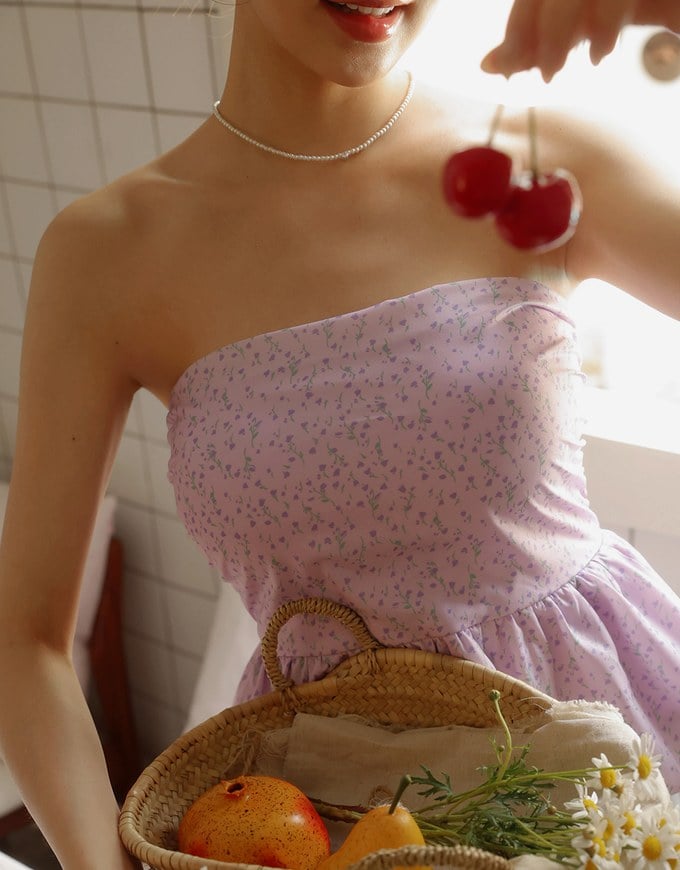 Floral Peplum Padded Tube Top