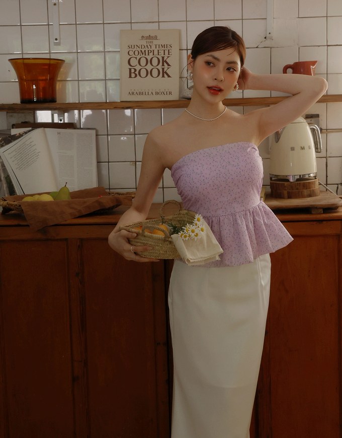 Floral Peplum Padded Tube Top