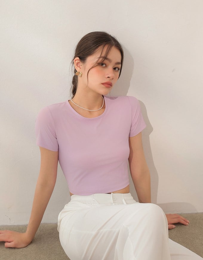Cooling Fabric Open Back Ribbon Tie Crop Top