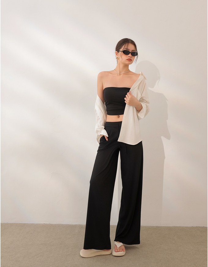 Cooling Fabric Side Ruching Bandeau Bra Top