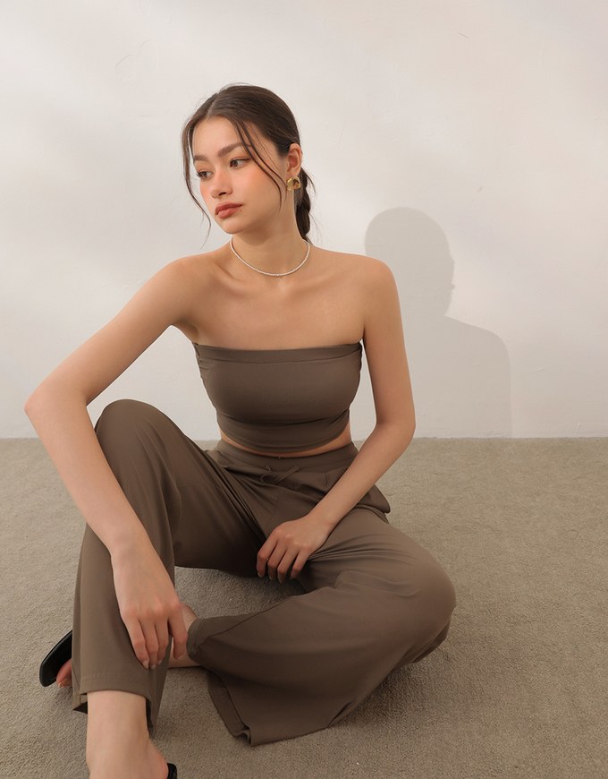 Cooling Fabric Side Ruching Bandeau Bra Top