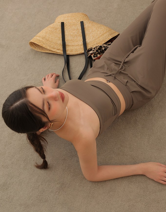Cooling Fabric Side Ruching Bandeau Bra Top