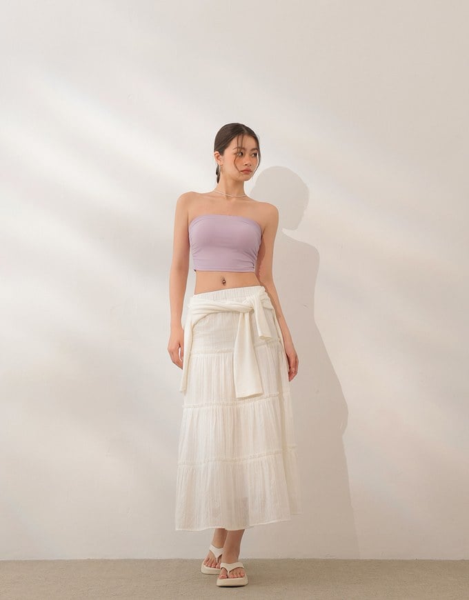 Cooling Fabric Side Ruching Bandeau Bra Top