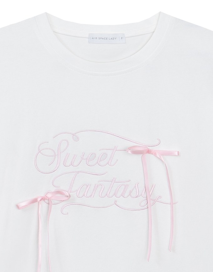 Ribbon Bow Embroidered Oversized Letter Tee