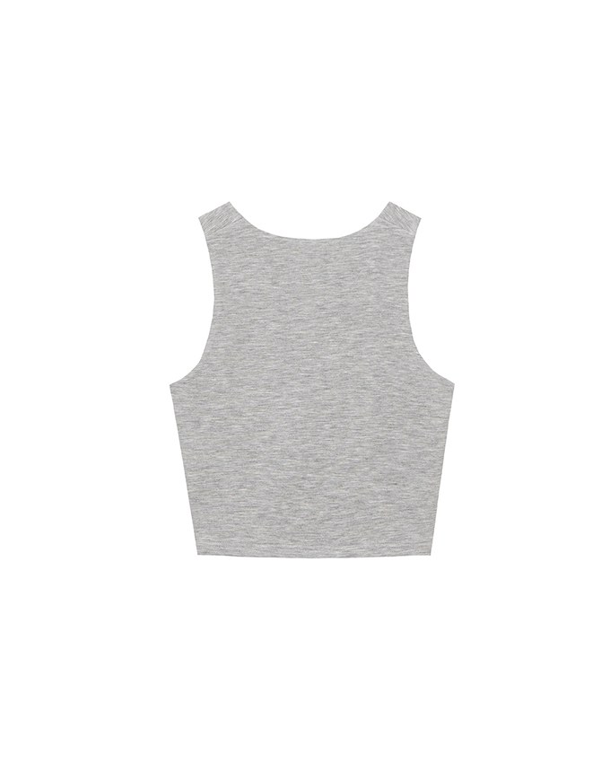 AIRY HOURGLASS Round Neck Textured Ribbed Crop Padded Tank Top