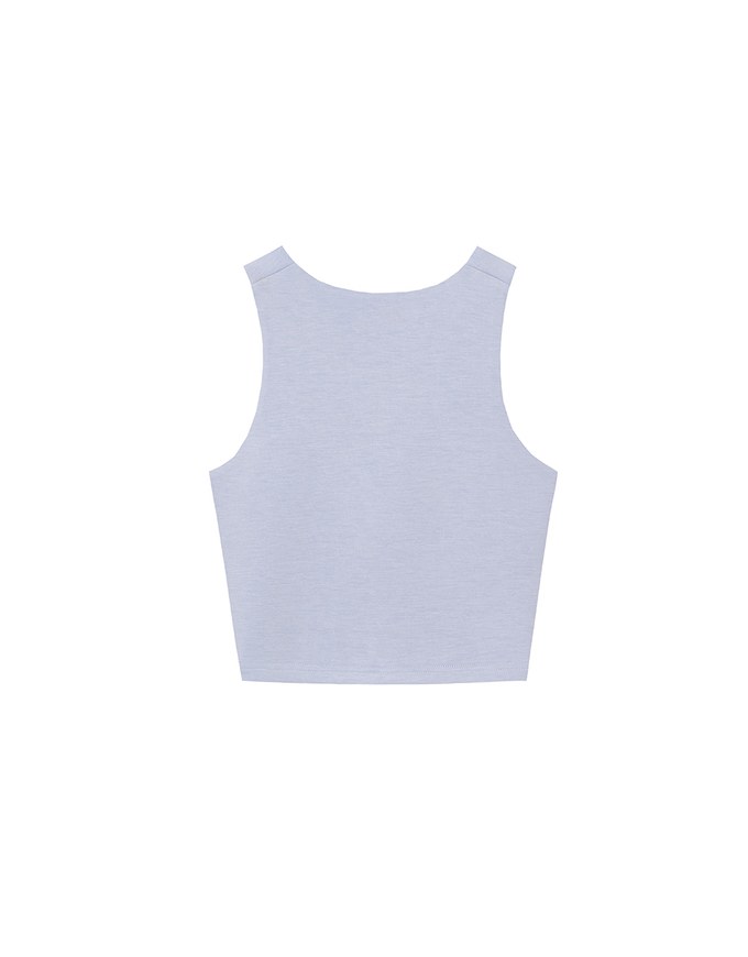 AIRY HOURGLASS Round Neck Textured Ribbed Crop Padded Tank Top