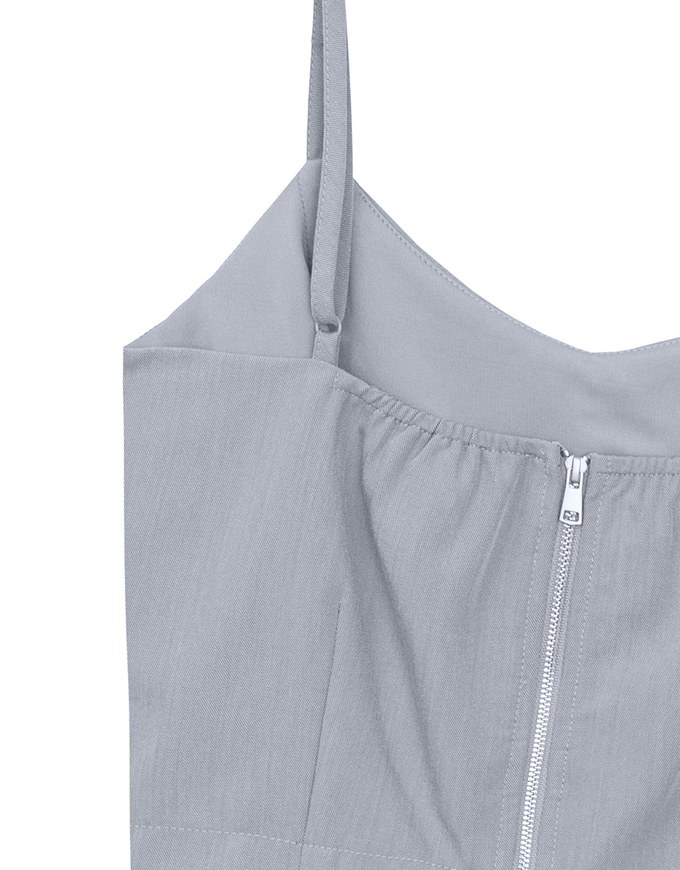 V Neck Fitted Cropped Padded Camisole Top with Back Zip Closure