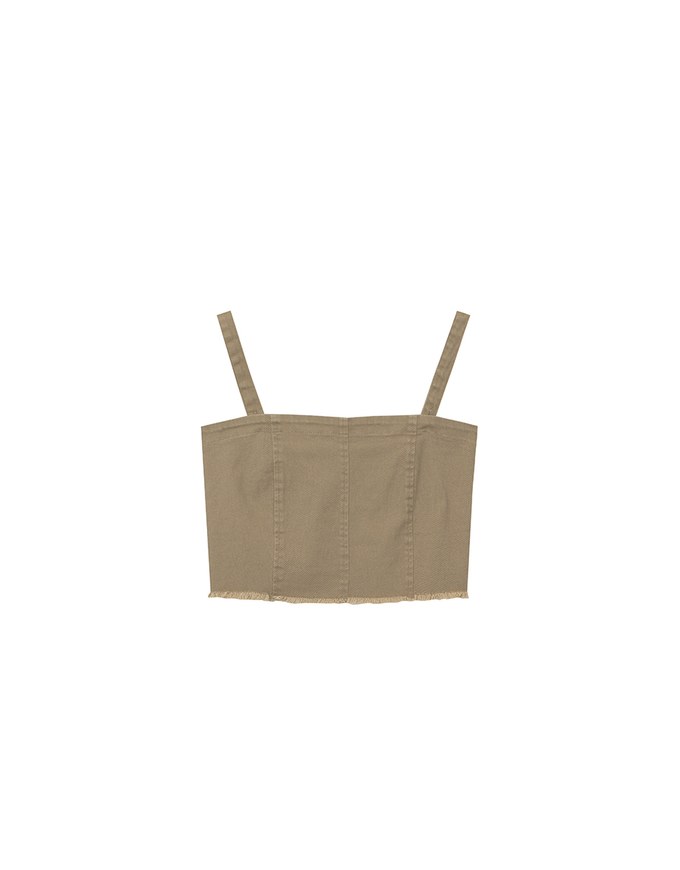 2 Way Frayed Hem Cropped Cami Top with Detachable Straps
