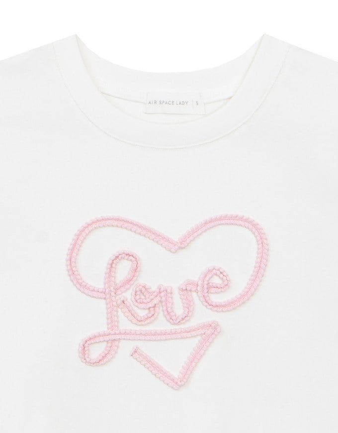 Love Heart Embroidered Lettering Mini Tee