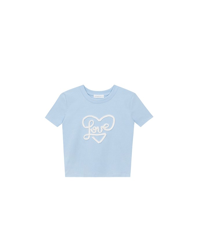 Love Heart Embroidered Lettering Mini Tee