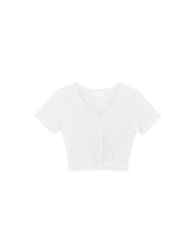 Crinkle Texture Cropped Top with Ruffle Hem