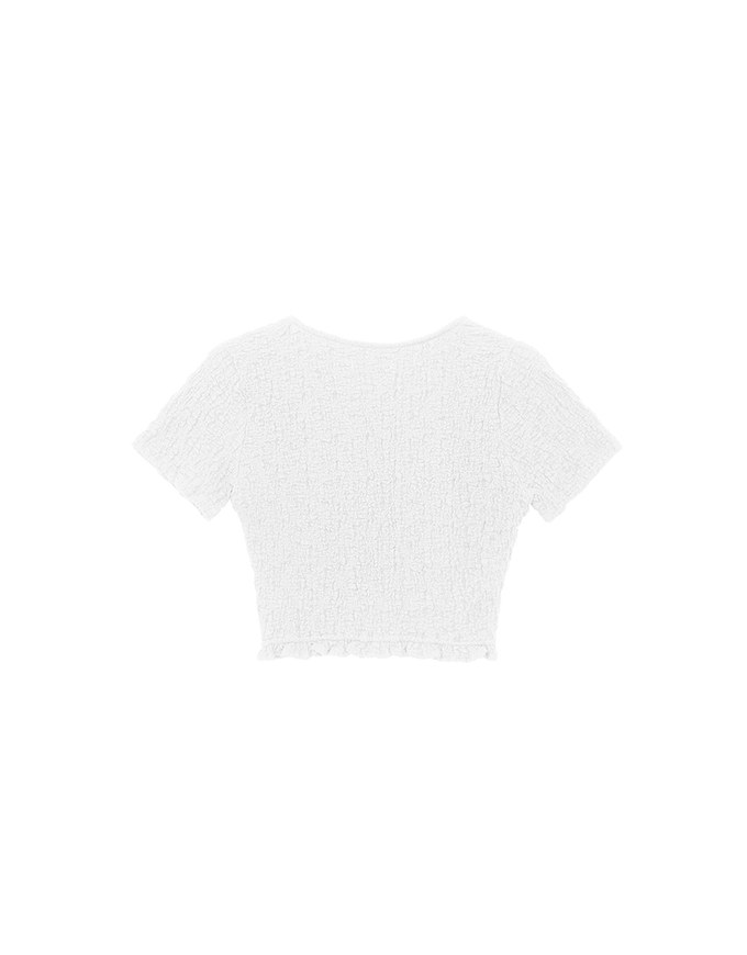 Crinkle Texture Cropped Top with Ruffle Hem