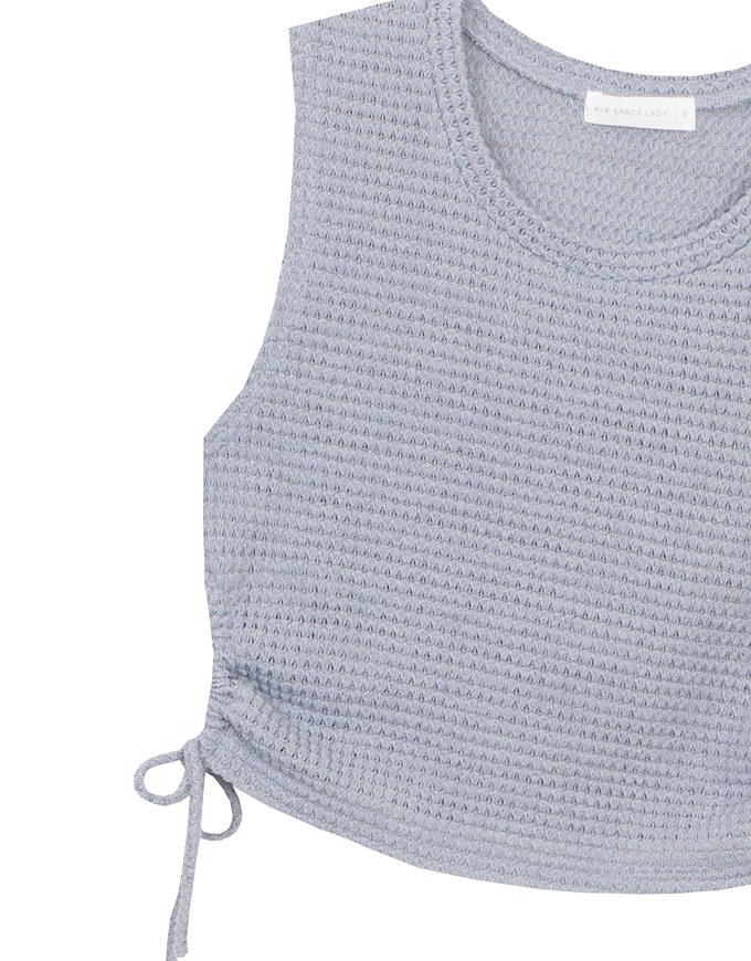Waffle Knit Side Drawstring Tank Top